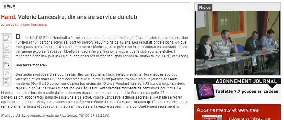 Télégramme - 22 juin 2013